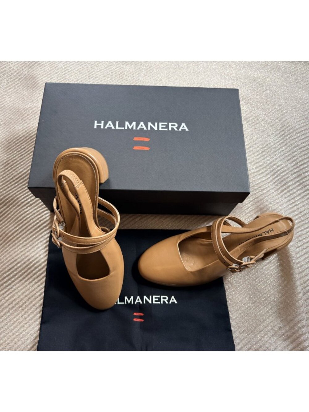 Halmanera Bali Caramel Slingback Mules Sandals NIB New 6 36 - Picture 3 of 6